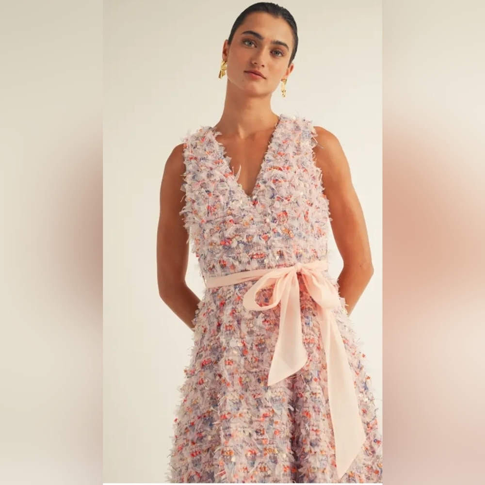 Just Me New In Poly Fringe Colorful Tulle Dress Medium PTP 20 - Picture 3 of 7